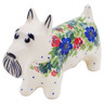 Polish Pottery Dog Figurine 5&quot; Springtime Wreath