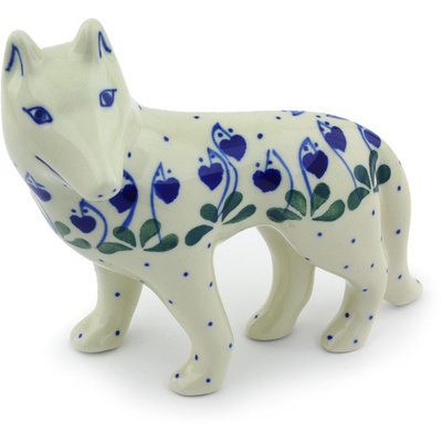 Polish Pottery Dog Figurine 6&quot; Bleeding Heart Peacock