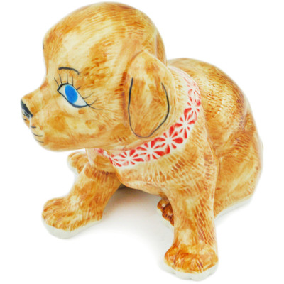 Polish Pottery Dog Figurine 6&quot; Red