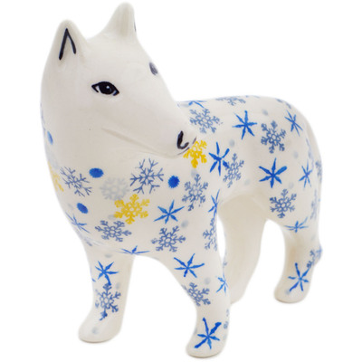 Polish Pottery Dog Figurine 6&quot; Snow Is Falling