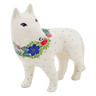 Polish Pottery Dog Figurine 6&quot; Springtime Wreath