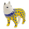 Polish Pottery Dog Figurine 6&quot; Sunburst Daisies