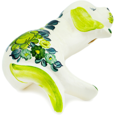 Faience Dog Figurine 8&quot; Green Wave