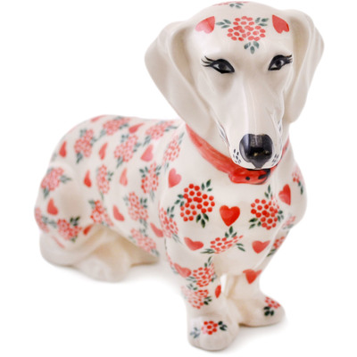 Polish Pottery Dog Figurine 9&quot; My Valentine UNIKAT