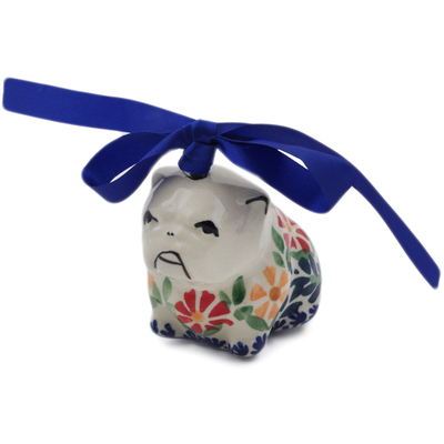 Polish Pottery Dog Ornament 2&quot; Wave Of Flowers