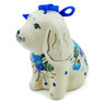 Polish Pottery Dog Ornament 4&quot; Blue Pansy