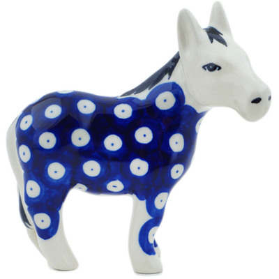 Polish Pottery Donkey Figurine 5&quot; Blue Eyes
