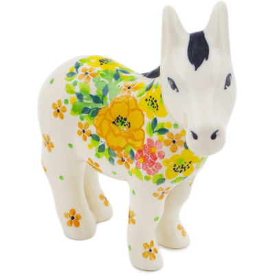 Polish Pottery Donkey Figurine 5&quot; Bright Spring UNIKAT