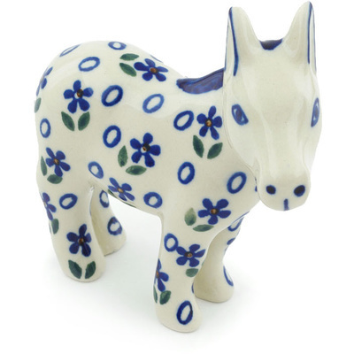 Polish Pottery Donkey Figurine 5&quot; Daisy Sprinkles