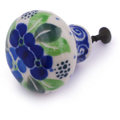 Polish Pottery Drawer knob 1-1/2 inch Blue Phlox