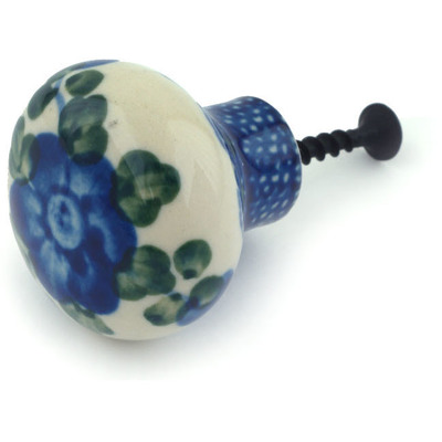 Polish Pottery Drawer knob 1-1/2 inch Blue Poppies