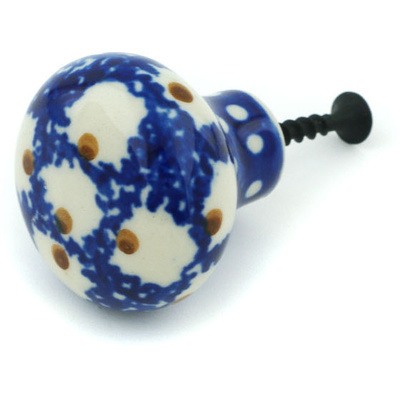 Polish Pottery Drawer knob 1-1/2 inch Brown Eyed Peacock
