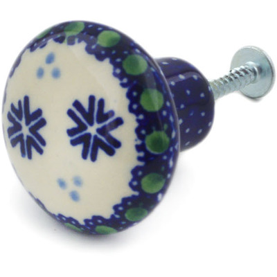 Polish Pottery Drawer knob 1-1/2 inch Falling Snowflakes