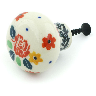 Polish Pottery Drawer knob 1-1/2 inch Flower Speckle