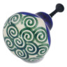 Polish Pottery Drawer knob 1-1/2 inch Green Peacock Swirl