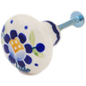 Polish Pottery Drawer knob 1-1/2 inch Orange And Blue Flower