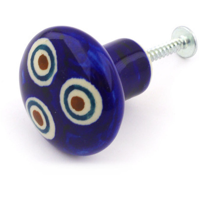 Polish Pottery Drawer knob 1-1/2 inch Peacock