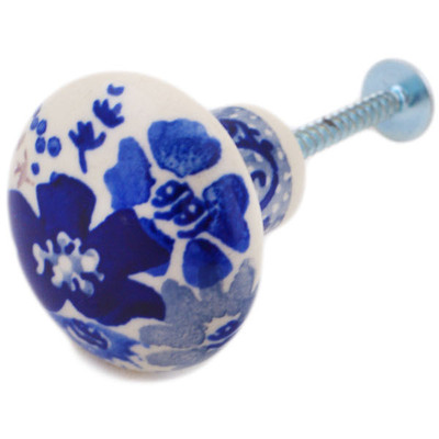 Polish Pottery Drawer knob 1-1/2 inch Periwinkle Sweetness UNIKAT