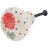 Polish Pottery Drawer knob 1-1/2 inch Red Hydrangea