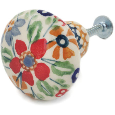 Polish Pottery Drawer knob 1-1/2 inch Ruby Bouquet UNIKAT