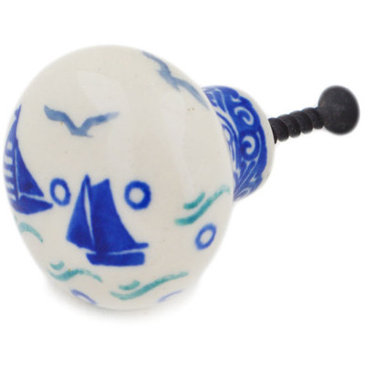 Polish Pottery Drawer knob 1-1/2 inch Sailboat Lullaby