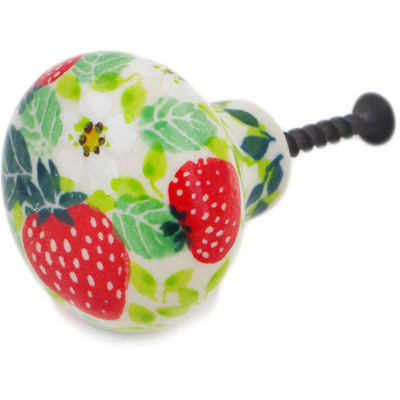 Polish Pottery Drawer knob 1-1/2 inch Summer Strawberry UNIKAT
