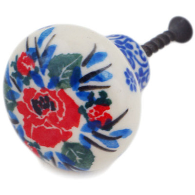 Polish Pottery Drawer knob 1-1/2 inch Wrapped In Flowers
