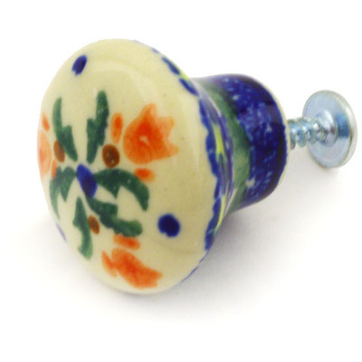 Polish Pottery Drawer knob 1-1/5 inch Cocentric Tulips