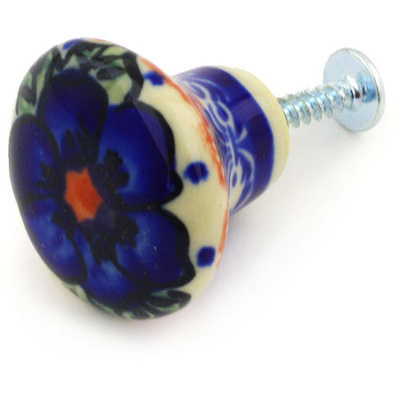 Polish Pottery Drawer knob 1-1/5 inch Greek Poppies