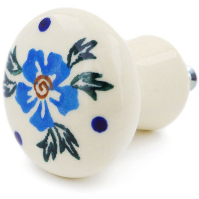 Polish Pottery Drawer knob 1-2/3 inch Blue Cornflower