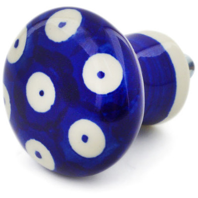 Polish Pottery Drawer knob 1-2/3 inch Blue Eyed Peacock