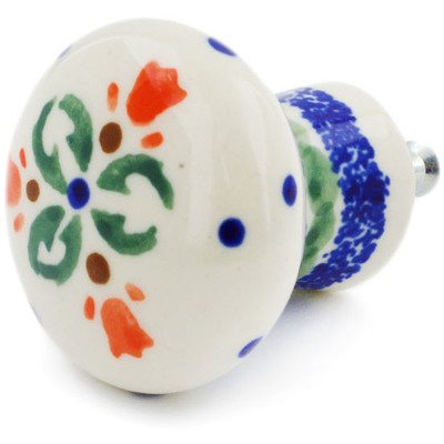 Polish Pottery Drawer knob 1-2/3 inch Cocentric Tulips