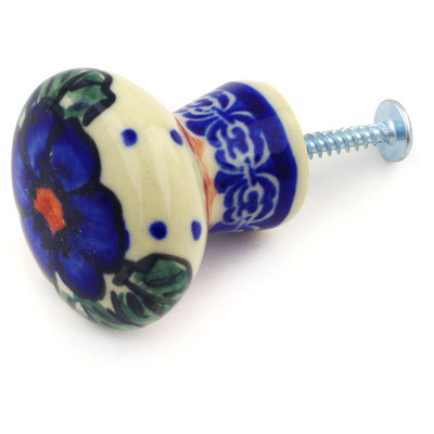 Polish Pottery Drawer knob 1-2/3 inch Greek Poppies