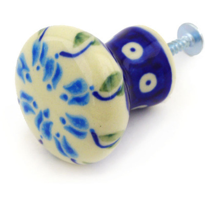 Polish Pottery Drawer knob 1-2/3 inch Peacock Tulip Garden