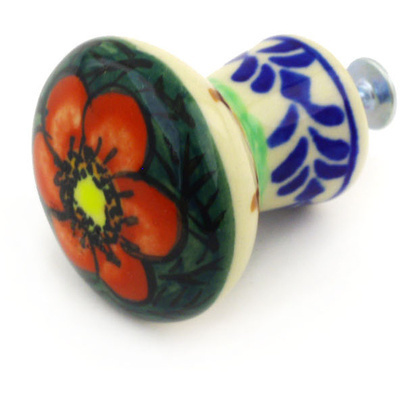 Polish Pottery Drawer knob 1-2/3 inch Rainbow Poppies UNIKAT