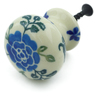 Polish Pottery Drawer knob 1-3/8 inch Blue Camellia