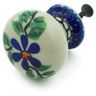 Polish Pottery Drawer knob 1-3/8 inch Blue Daisy Swirls