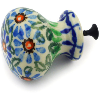 Polish Pottery Drawer knob 1-3/8 inch Chicory Blue Meadow