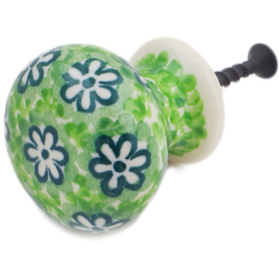 Polish Pottery Drawer knob 1-3/8 inch Emerald Field