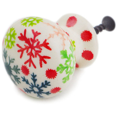 Polish Pottery Drawer knob 1-3/8 inch Holly Jolly UNIKAT