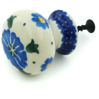 Polish Pottery Drawer knob 1-3/8 inch Poppy Circle