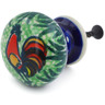 Polish Pottery Drawer knob 1-3/8 inch Rooster Parade UNIKAT