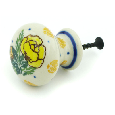 Polish Pottery Drawer knob 1-3/8 inch Spring Flowers