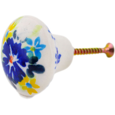 Polish Pottery Drawer Pull Knob 2&quot; Cornflower Meadow