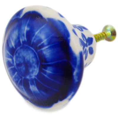 Polish Pottery Drawer Pull Knob 2&quot; Divine Cobalt UNIKAT