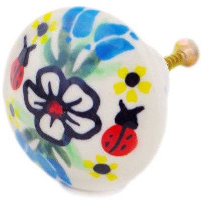 Polish Pottery Drawer Pull Knob 2&quot; Fanciful Ladybug