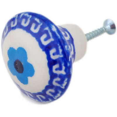 Polish Pottery Drawer Pull Knob 2" Greek Daisies