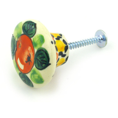 Polish Pottery Drawer Pull Knob 2&quot; Red Apples UNIKAT