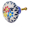 Polish Pottery Drawer Pull Knob 2&quot; Spring Flower Ring