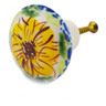Polish Pottery Drawer Pull Knob 2&quot; Sunflower Yellow Petal Bliss UNIKAT